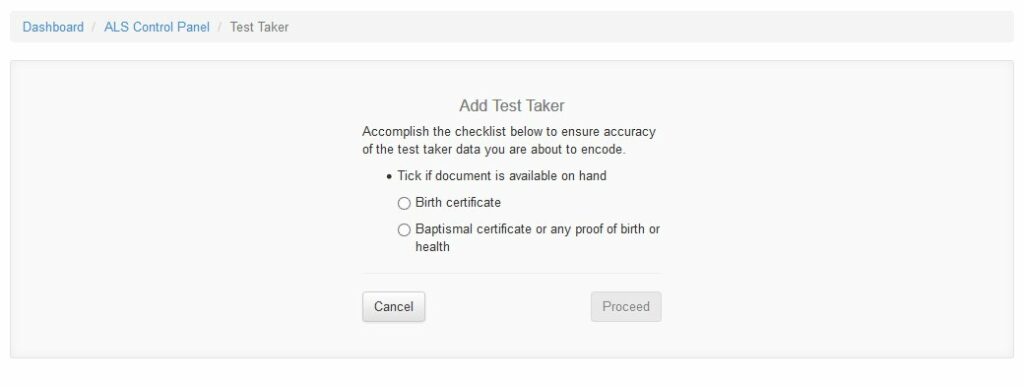 ALS A&E Test Taker Module v0.1-6 6