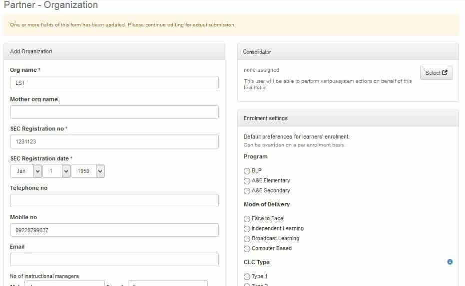 ALS Facilitator Management Module v0.1-10 11