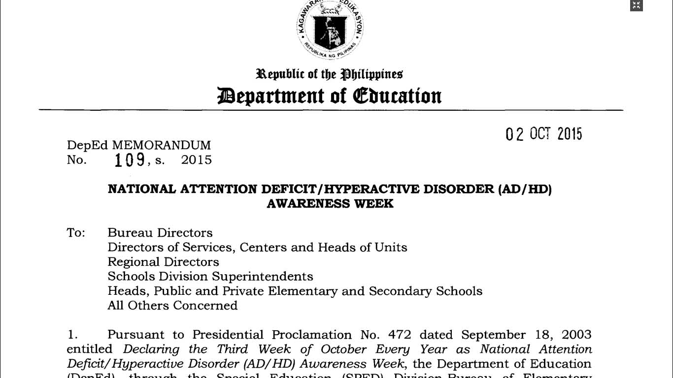 National Attention Deficit/Hyperactive Disorder (AD/HD) Awareness Week