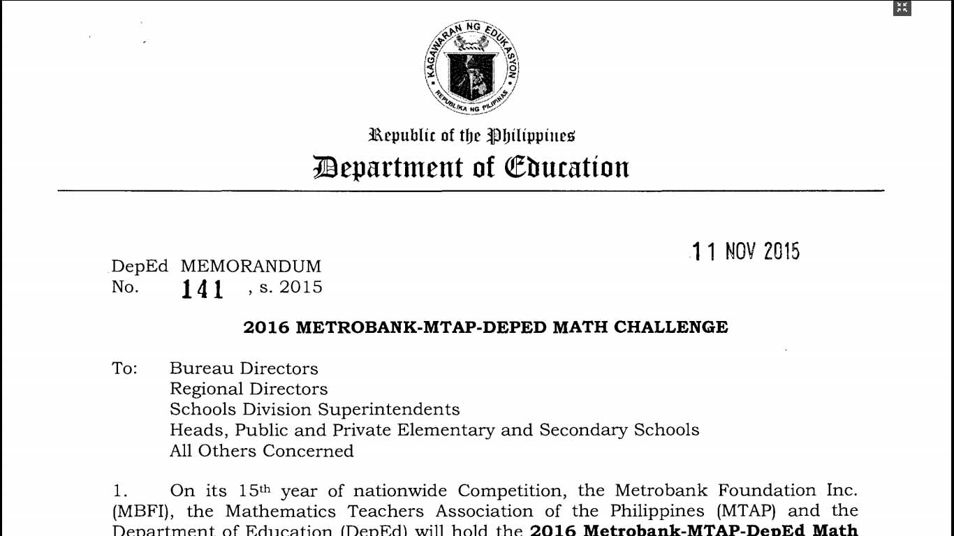 2016 Metrobank-MTAP-DEPED Math Challenge