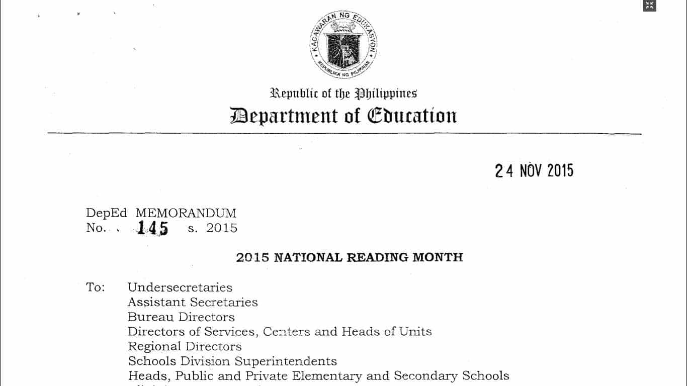 DepEd 2015 National Reading Month