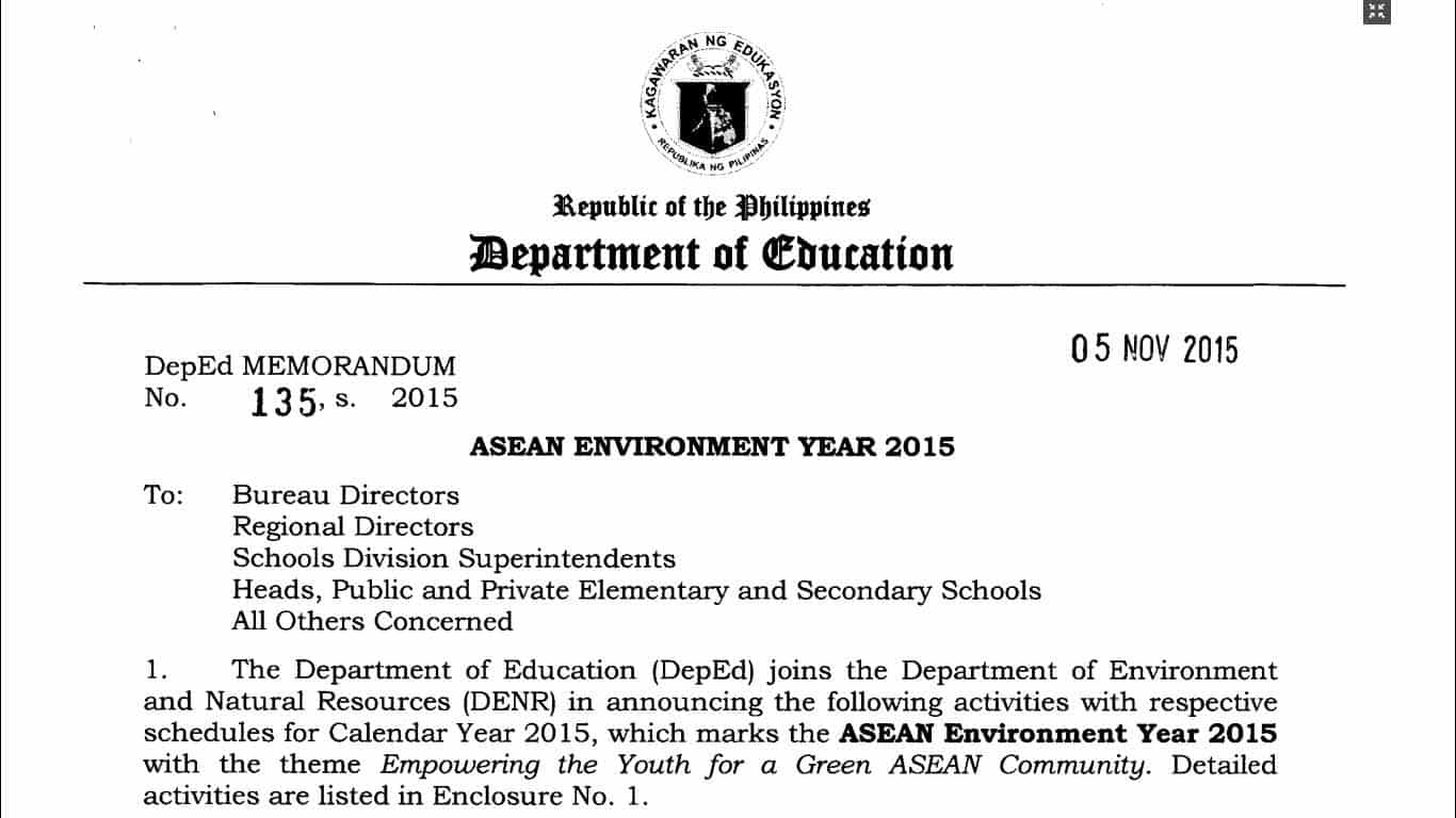 DepEd Asean Environment Year 2015