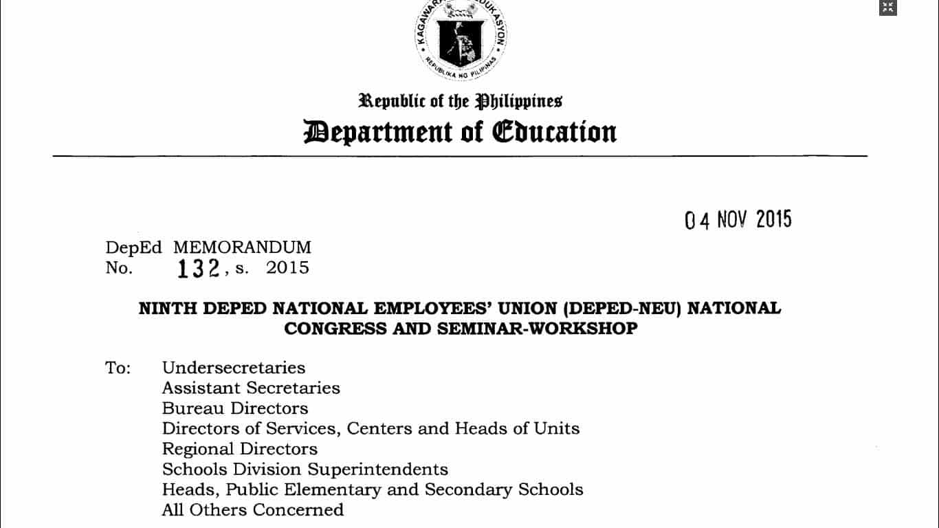 DepEd Ninth National Congress and Seminar Workshop