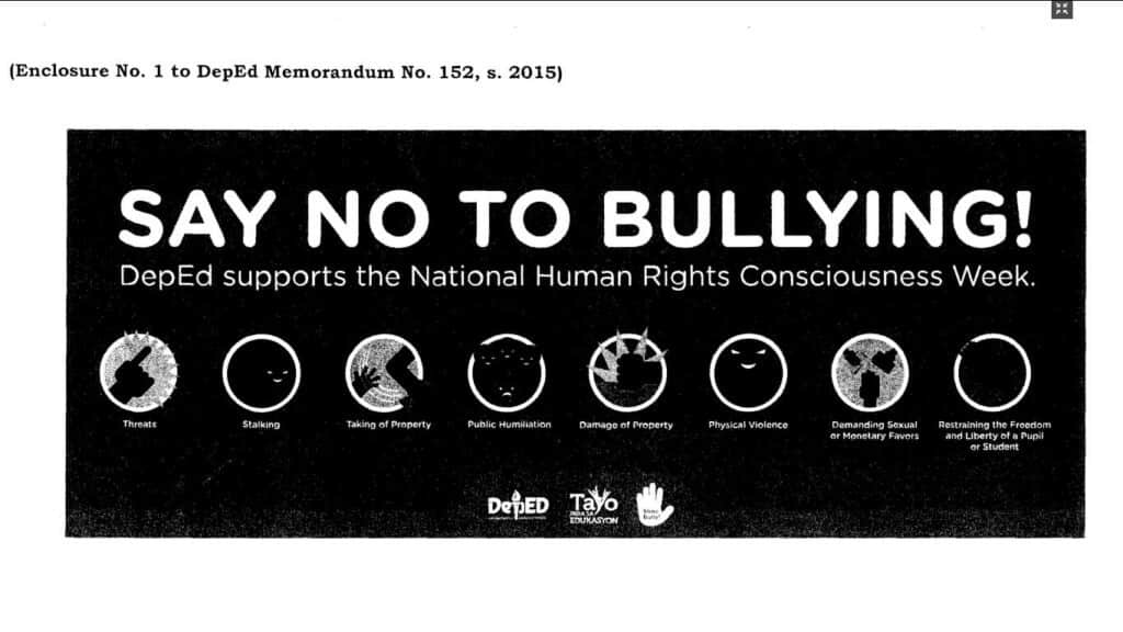 Say no to Bullying - DepEd Supports National Human Rights Conciousness Week