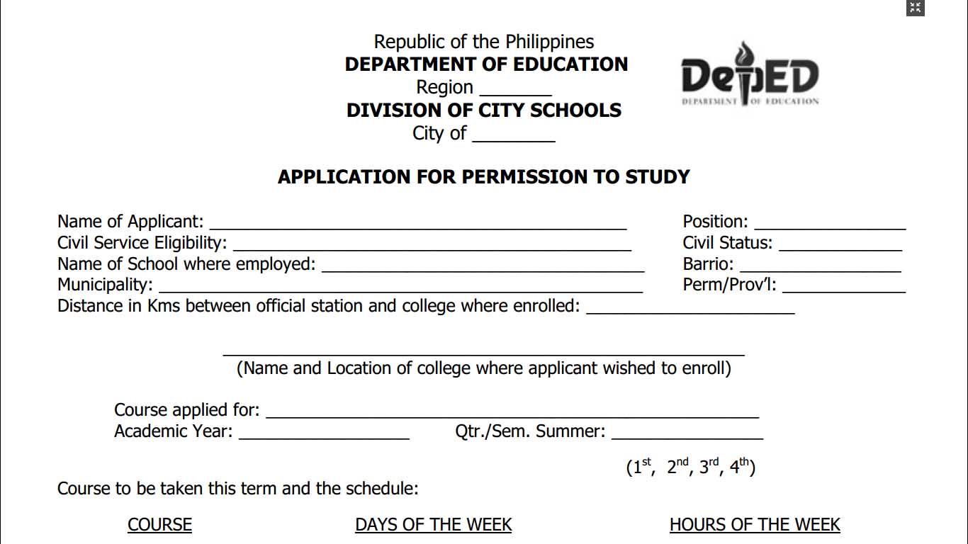 Application for Permission to Study Form - TeacherPH (1366 x 768 Pixel)