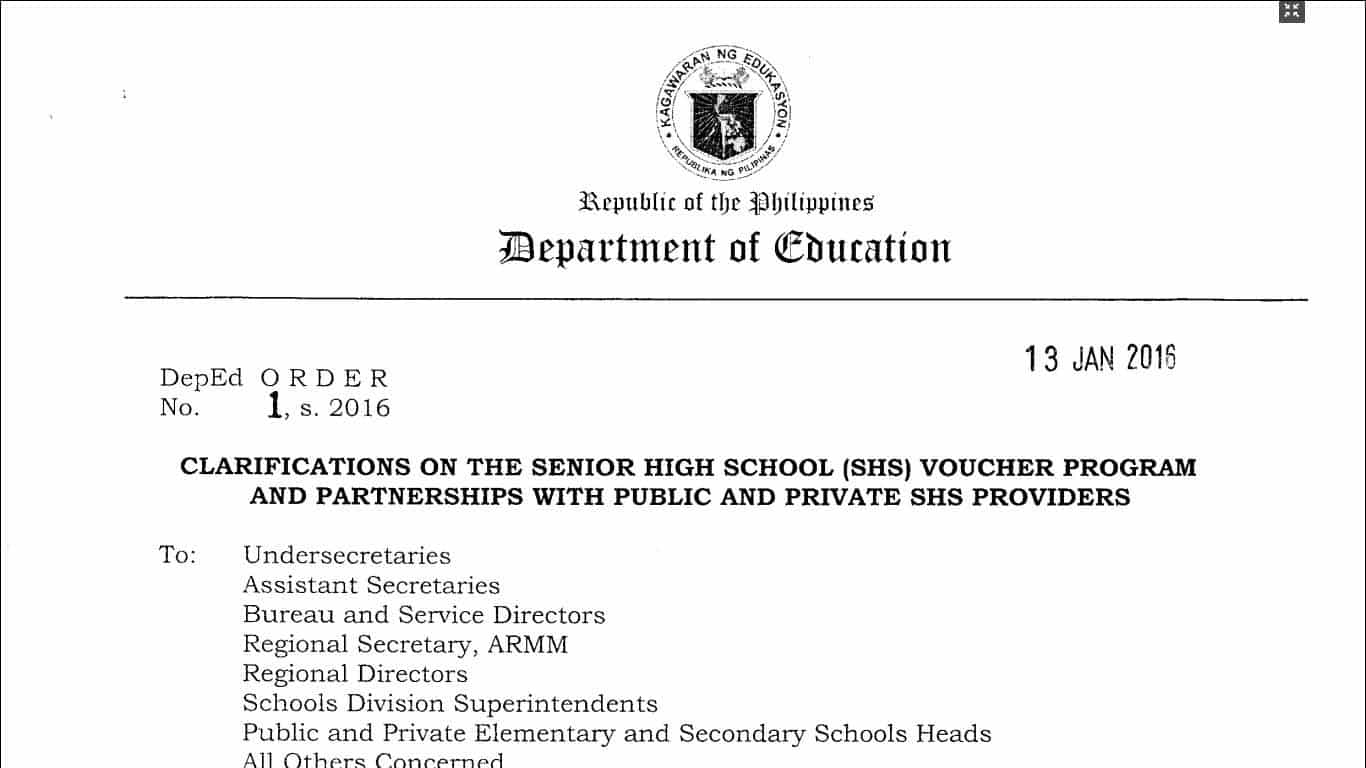 Clarifications on the Senior High School (SHS) Voucher Program and Partnerships with Public and Private SHS Providers