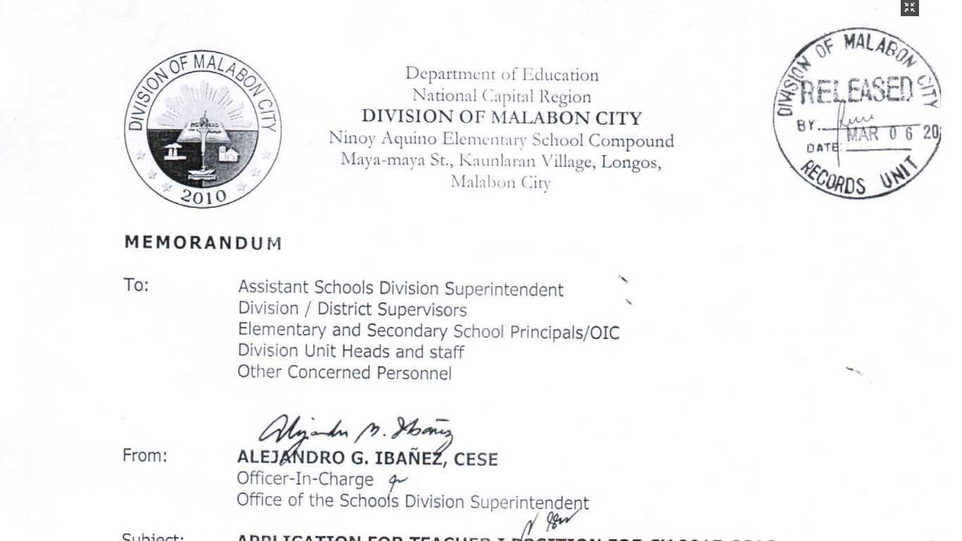 DepEd Malabon City 2016 Ranking of Teacher I Applicants