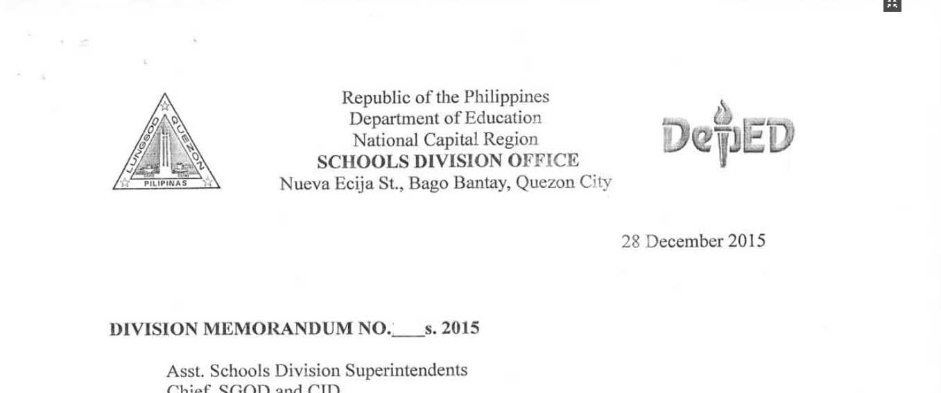 DepEd Quezon City 2016 Ranking of Teacher I Applicants