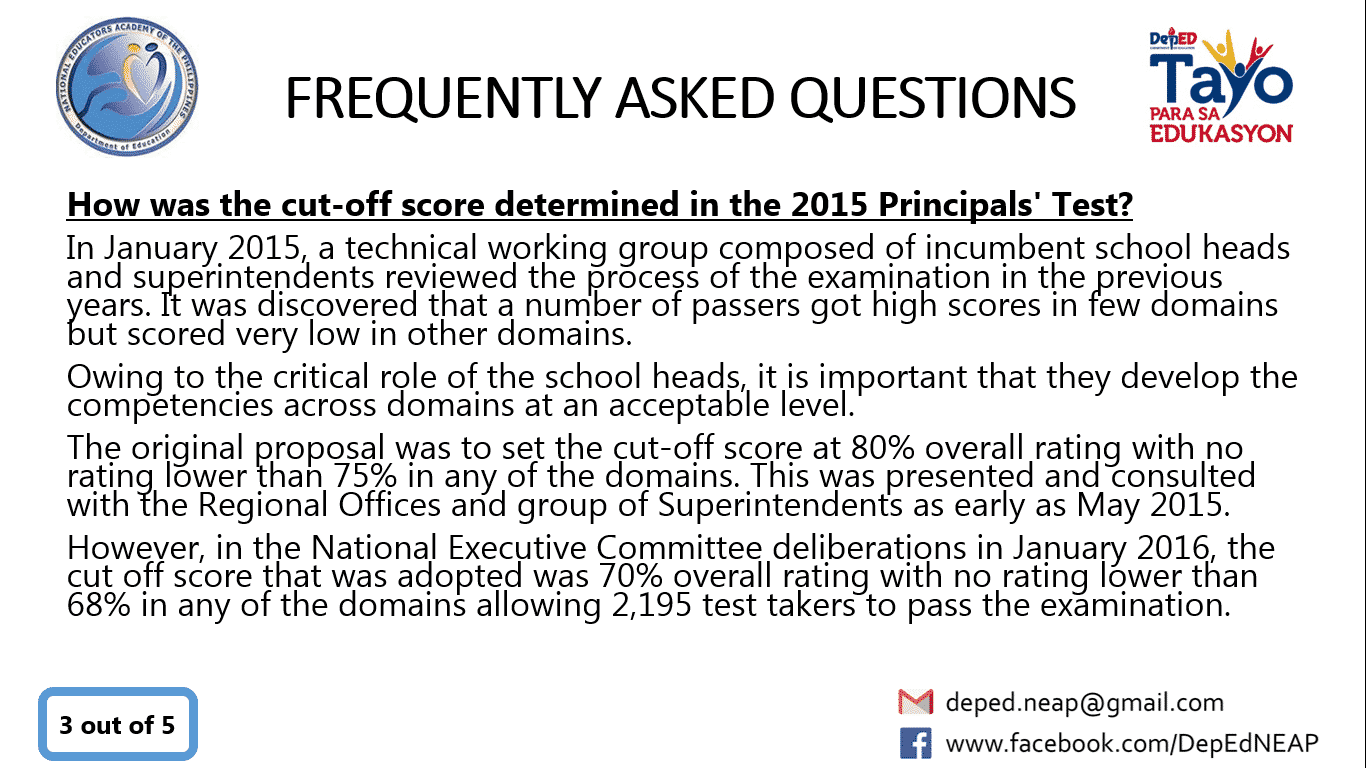 2016 Principals' Test Frequently Asked Questions