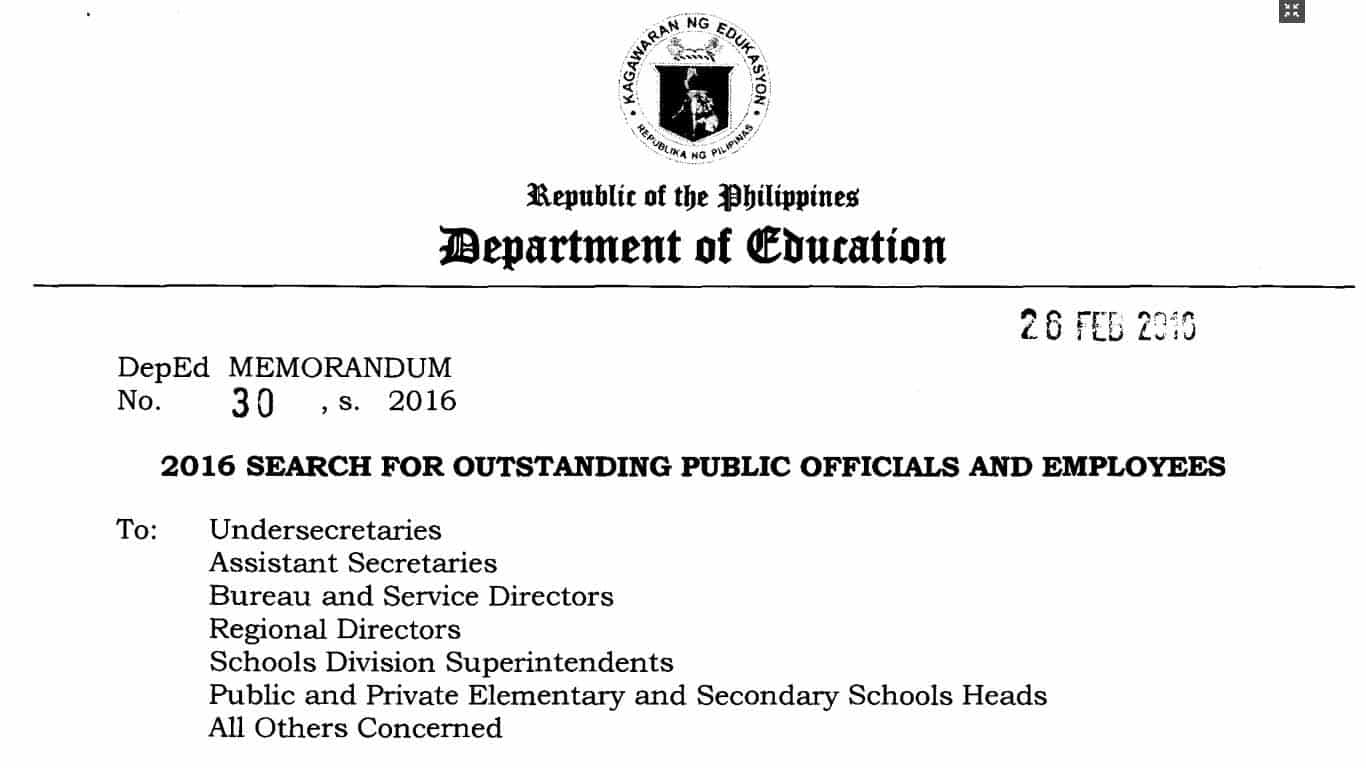 2016 Search for Outstanding Public Officials and Employees