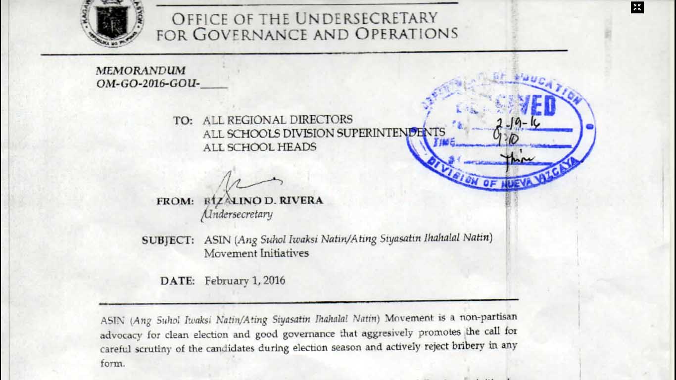 ASIN Ang Suhol Iwaksi Natin Ating Siyasatin Ihahalal Natin Movement Initiatives