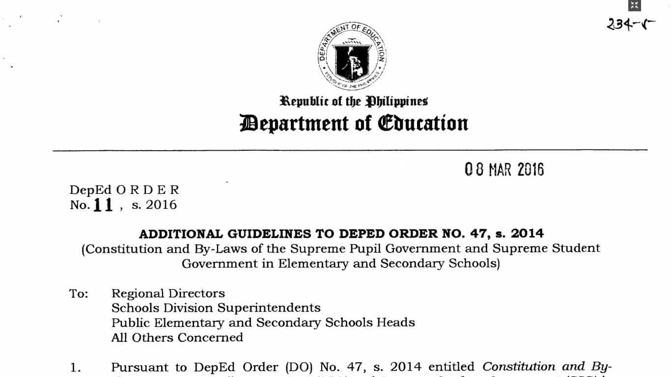 Constitution and By-Laws of the Supreme Pupil Government (SPG) and Supreme Student Government (SSG)