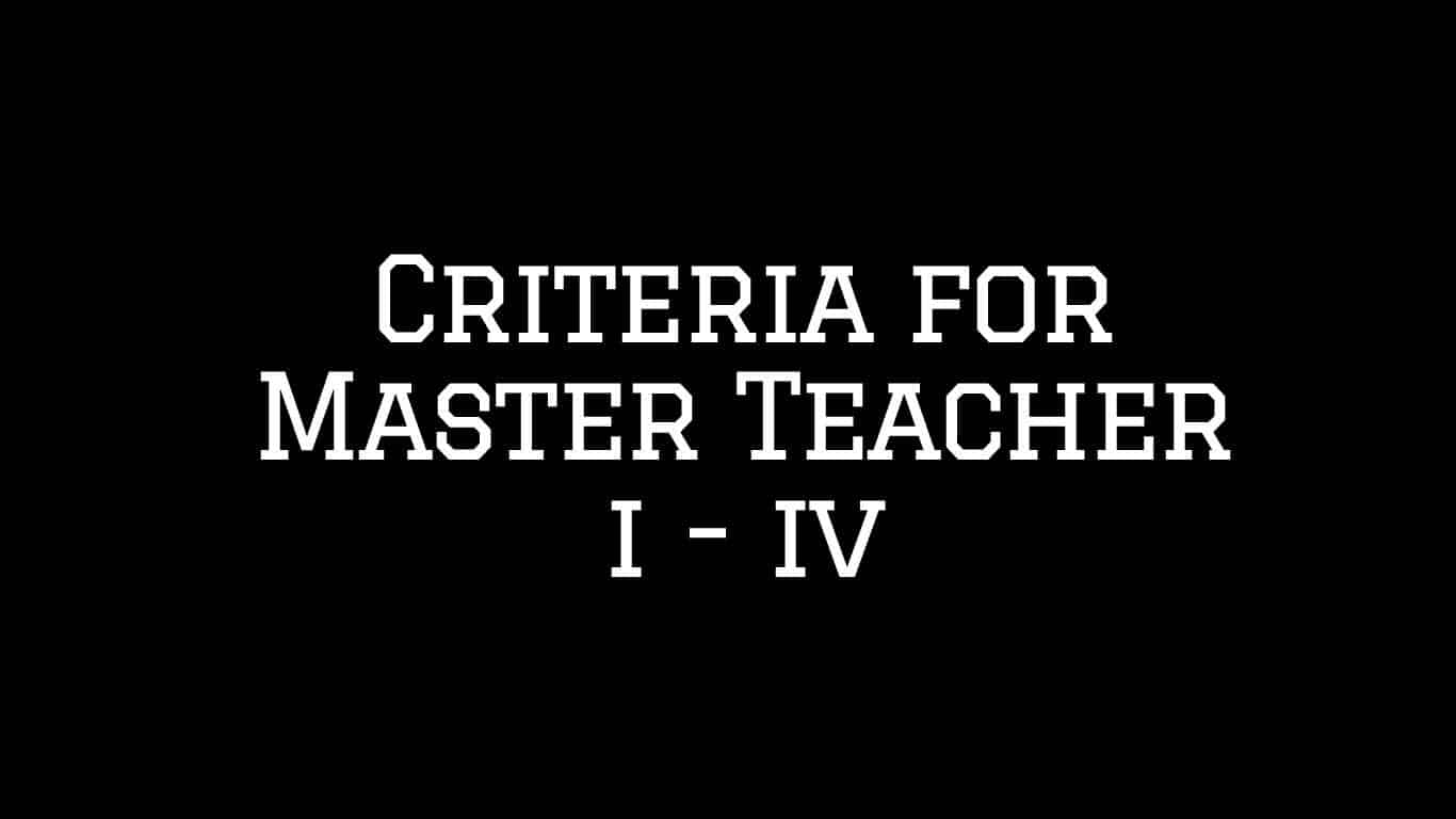 Criteria for Master Teacher