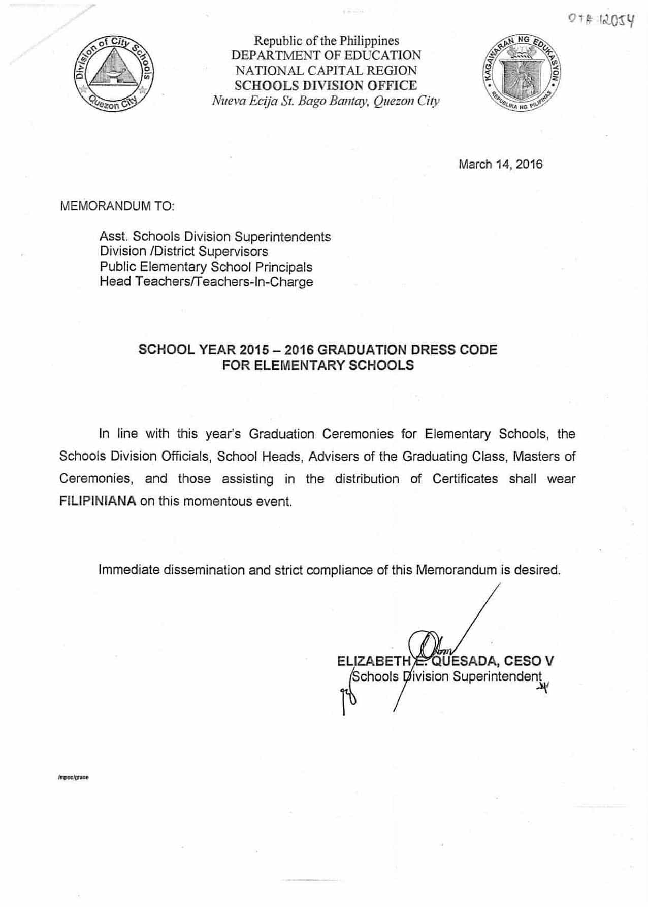 Graduation 2024 Deped Memo Binnie Christean