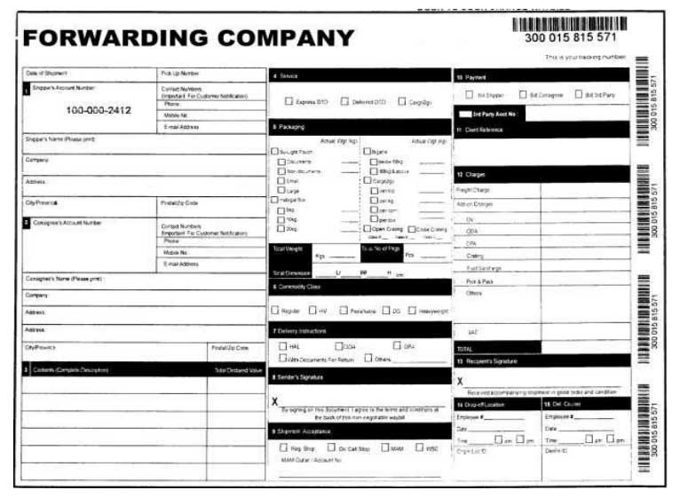Forwarding Company Bill