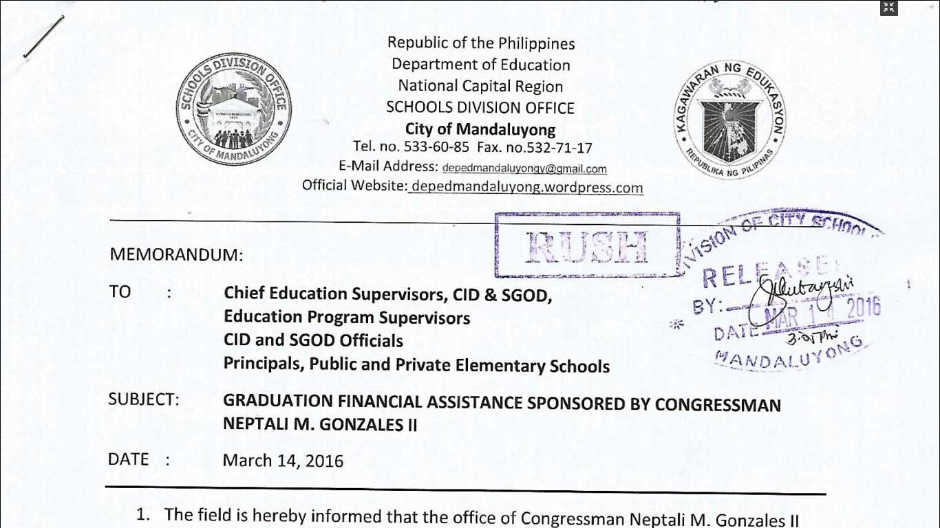 Graduation Financial Assistance Sponsored by Congressman Neptali M. Gonzales II