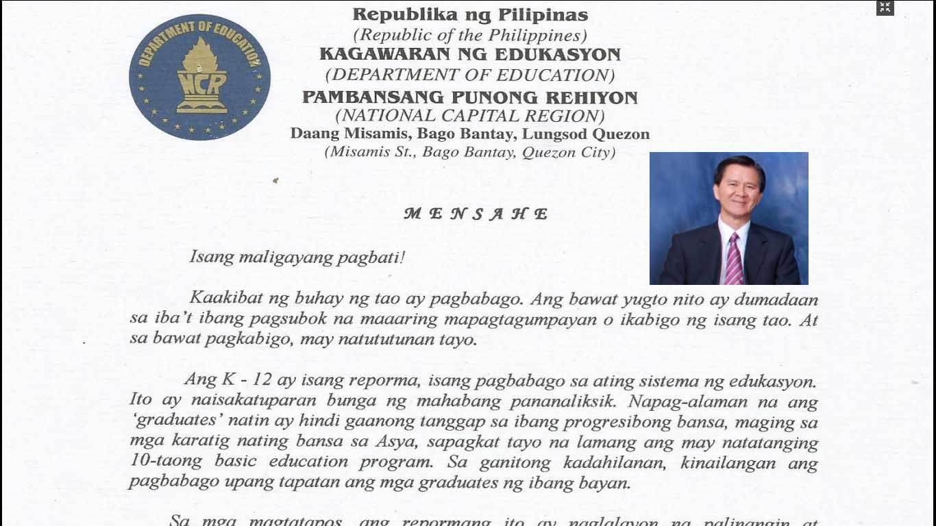 Graduation Message of Dr. Ponciano A. Menguito