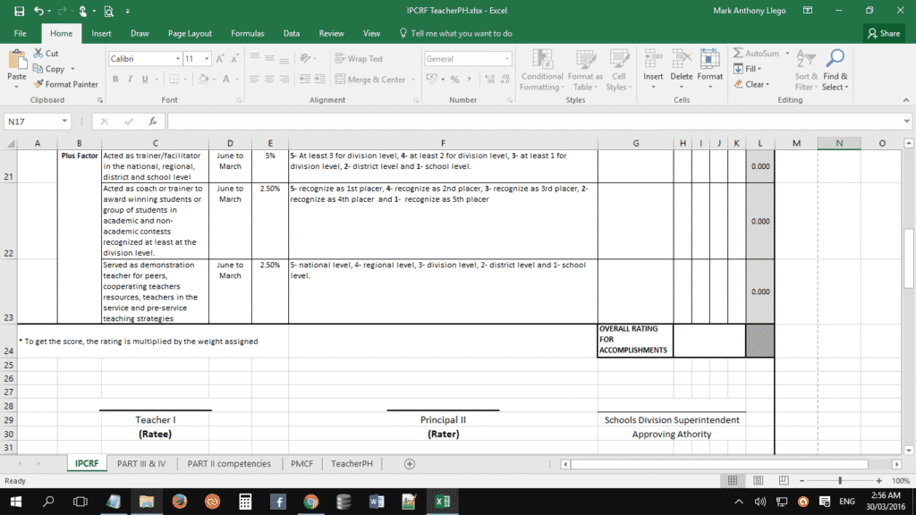 Individual Performance Commitment and Review Form (IPCRF) Template 2