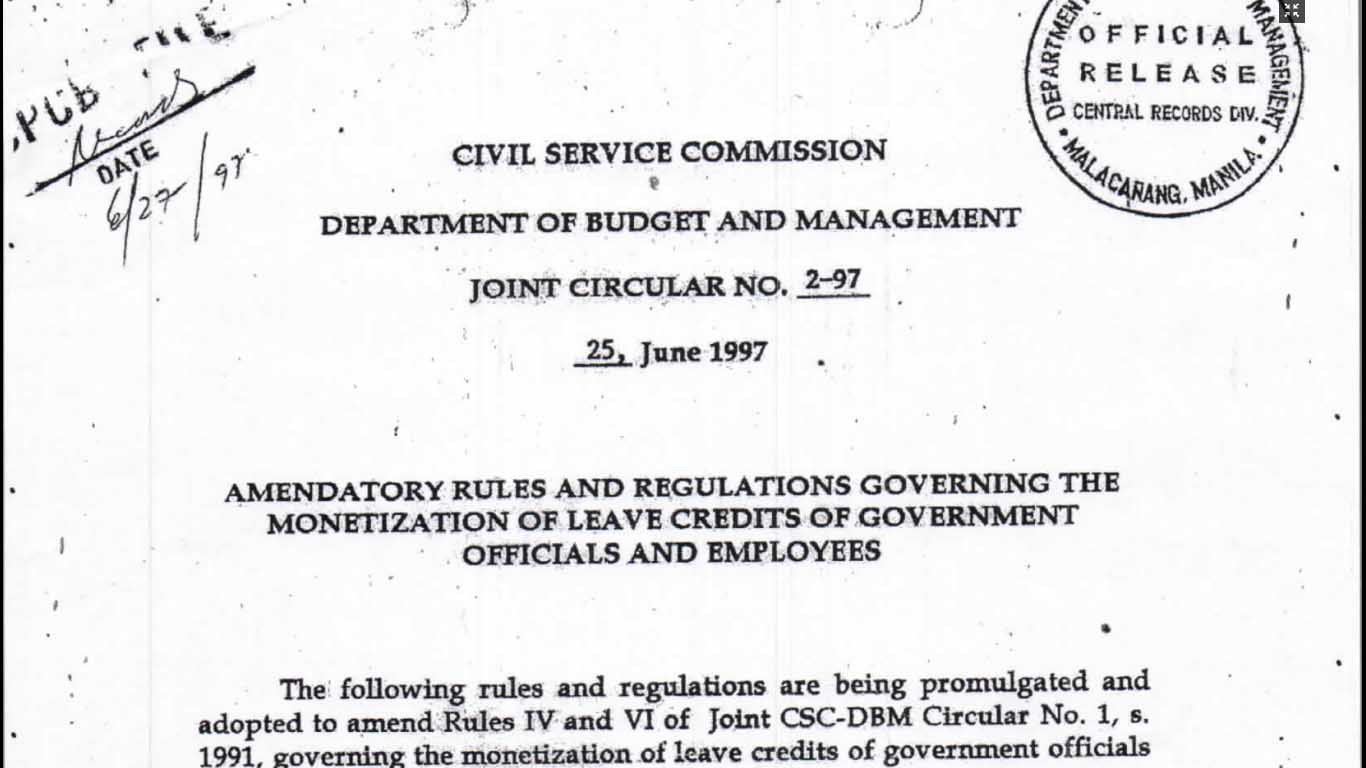 Monetization of Leave Credits of Government Officials and Employees ...
