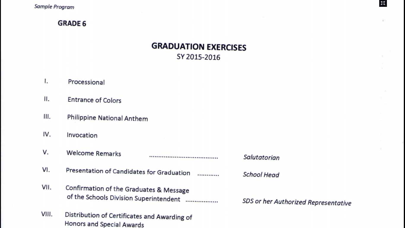 Program Flow for Graduation of Grade 6 and Completion Moving-Up of Grade 10