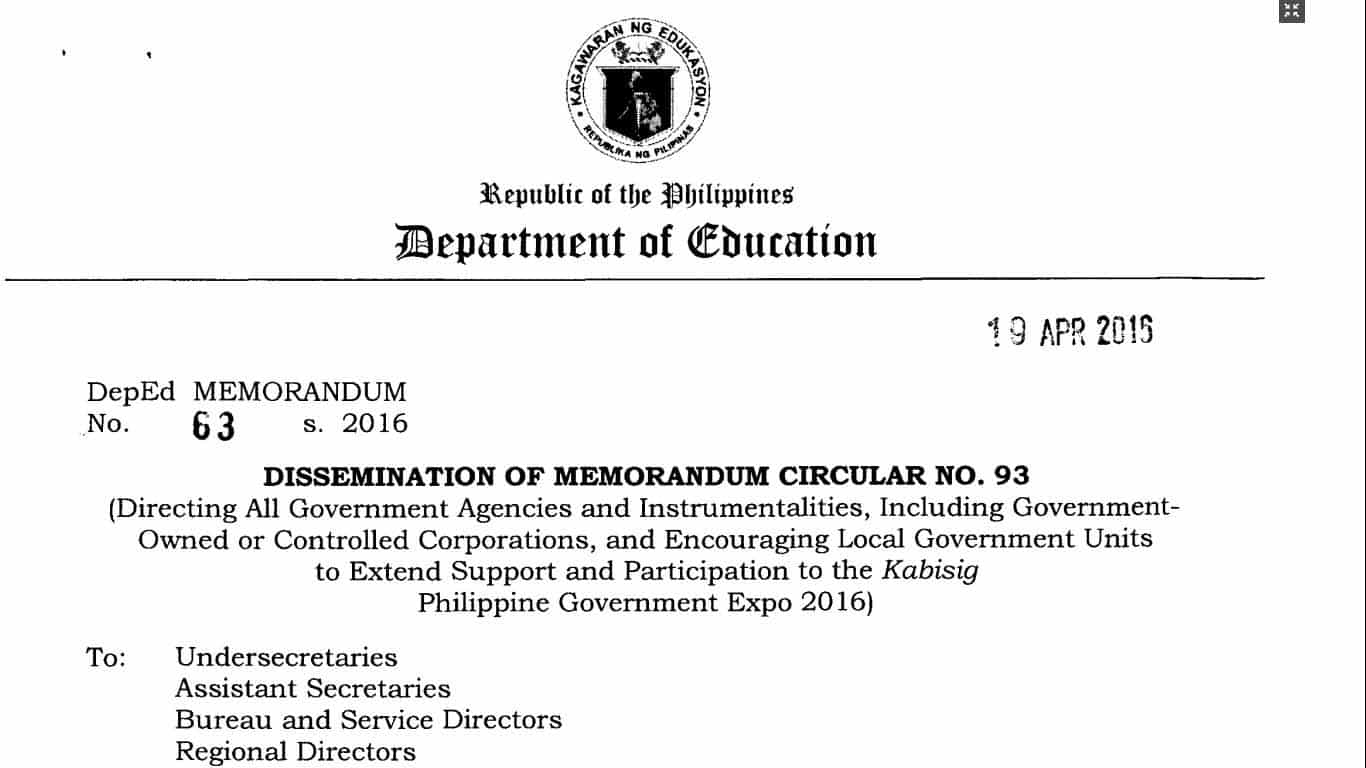 Dissemination of Memorandum Circular No. 93