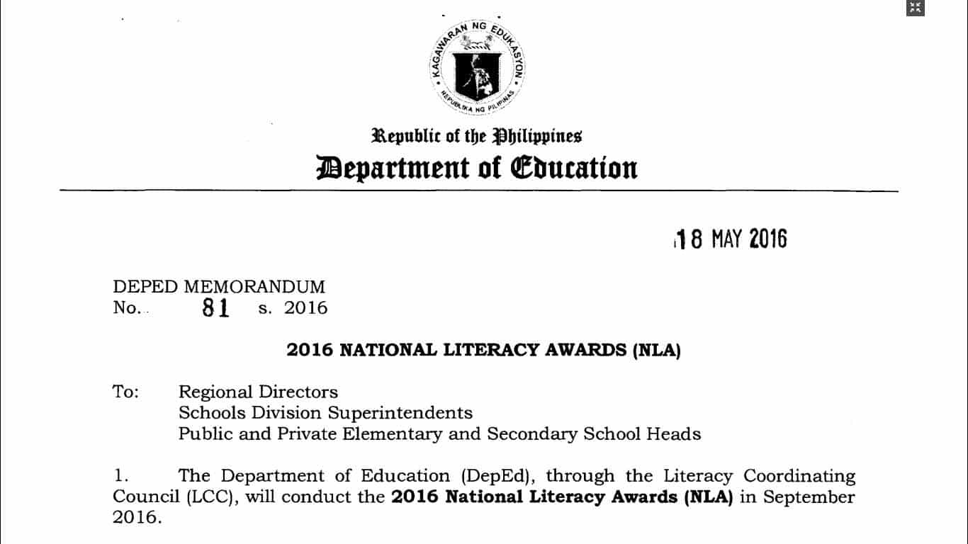 2016 National Literacy Awards (NLA)