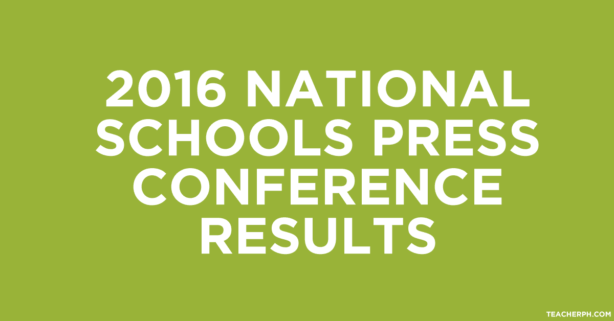 2016 National Schools Press Conference Results