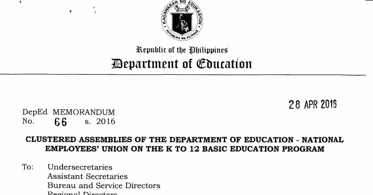 Clustered Assemblies of the Department of Education- National Employees' Union of the K to 12 Basic Education Program