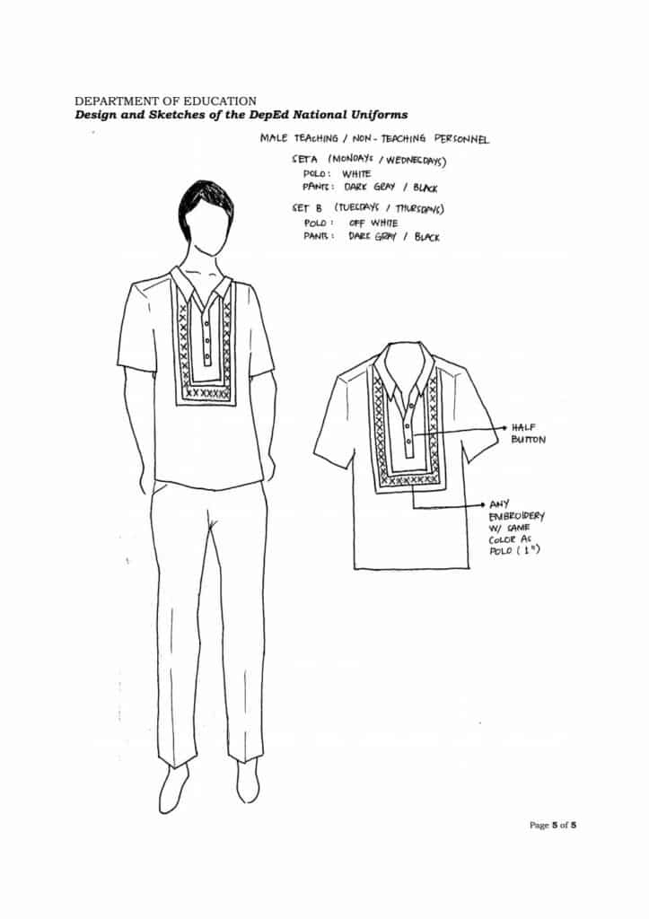 DepEd Male Teaching Non Teaching Personnel Uniform