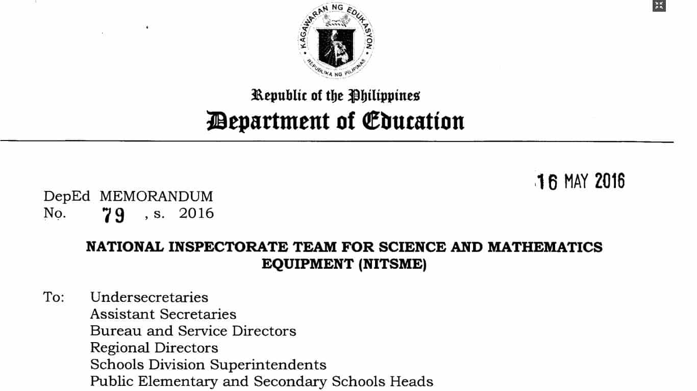 National Inspectorate Team for Science and Mathematics Equipment (NITSME)