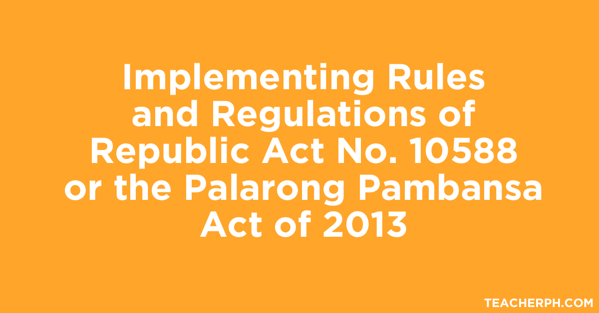 Implementing Rules and Regulations of Palarong Pambansa Act of 2013