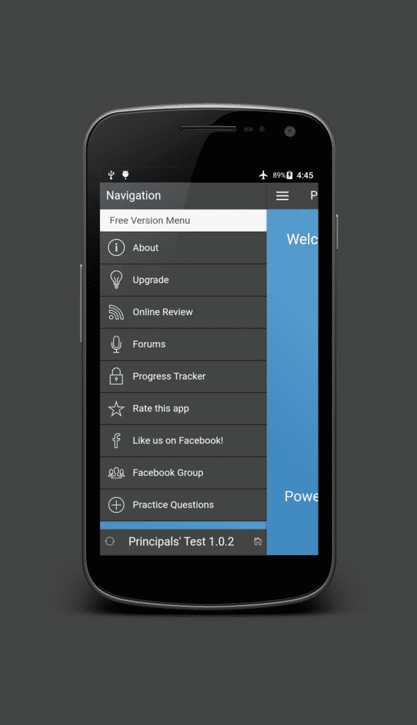 Principals Test Android Navigation Menu