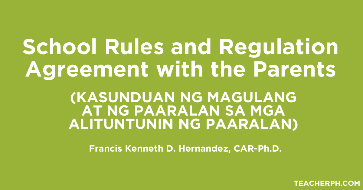 School Rules and Regulation Agreement with the Parents