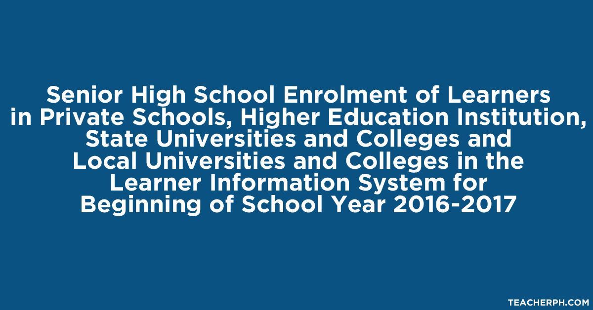 Senior High School Enrolment of Learners