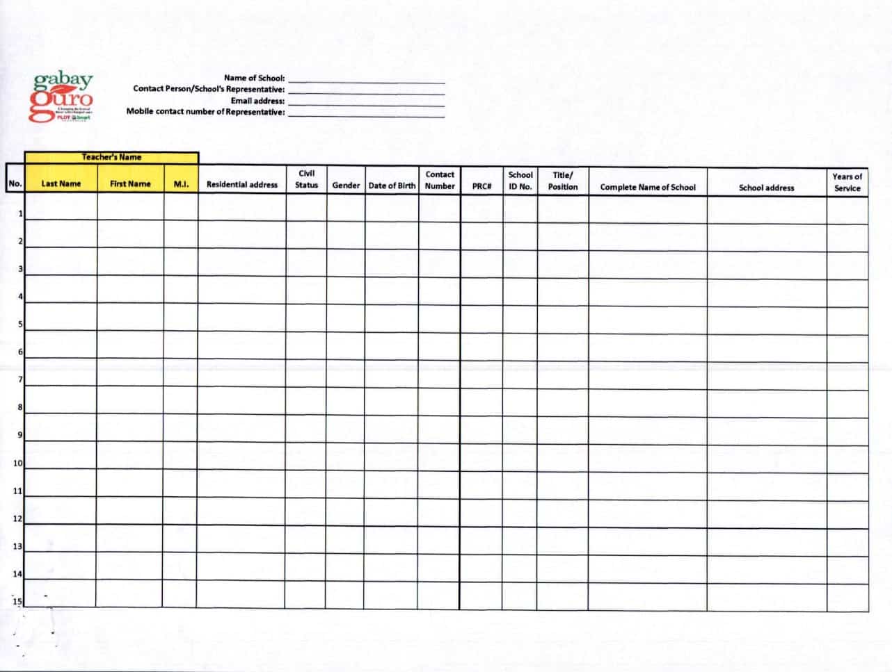 Gabay Guro Grand Gathering Form