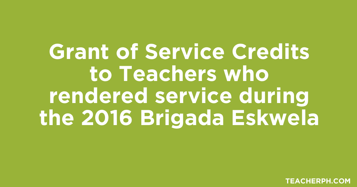 Grant of service credits to teachers who rendered service during the