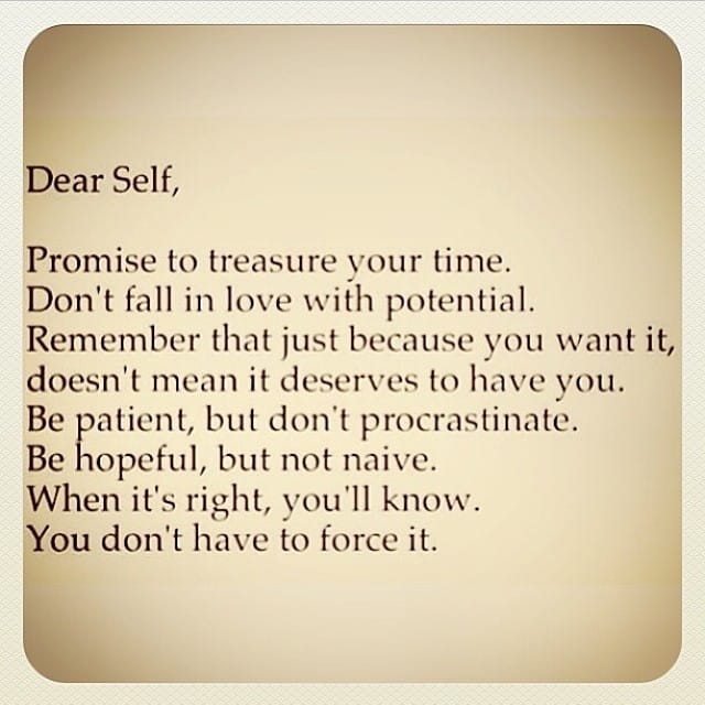 Dear Self note