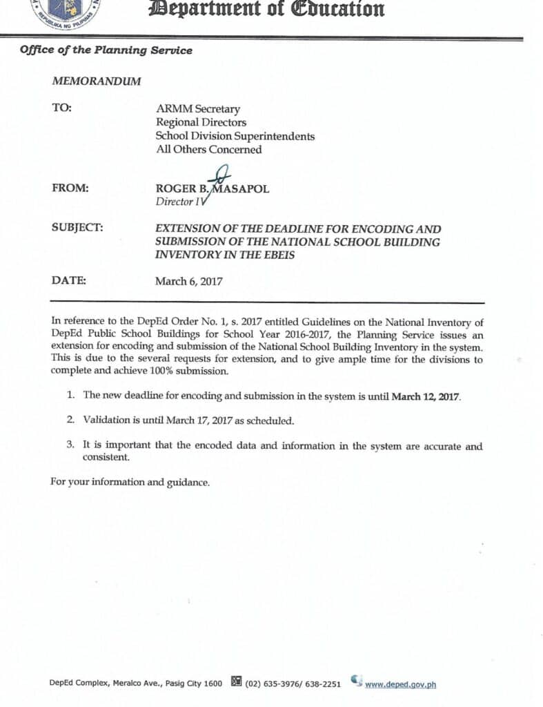 DepEd Central Office Planning Service Memorandum