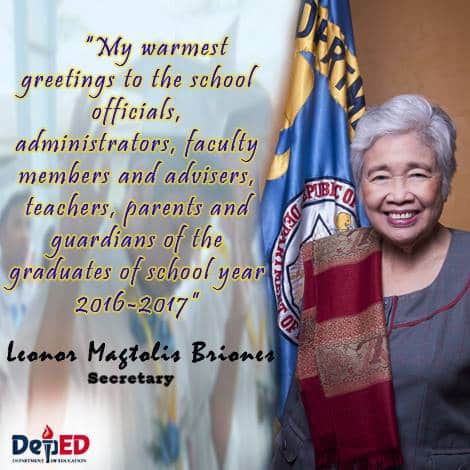 Graduation Message of Secretary Leonor Magtolis Briones