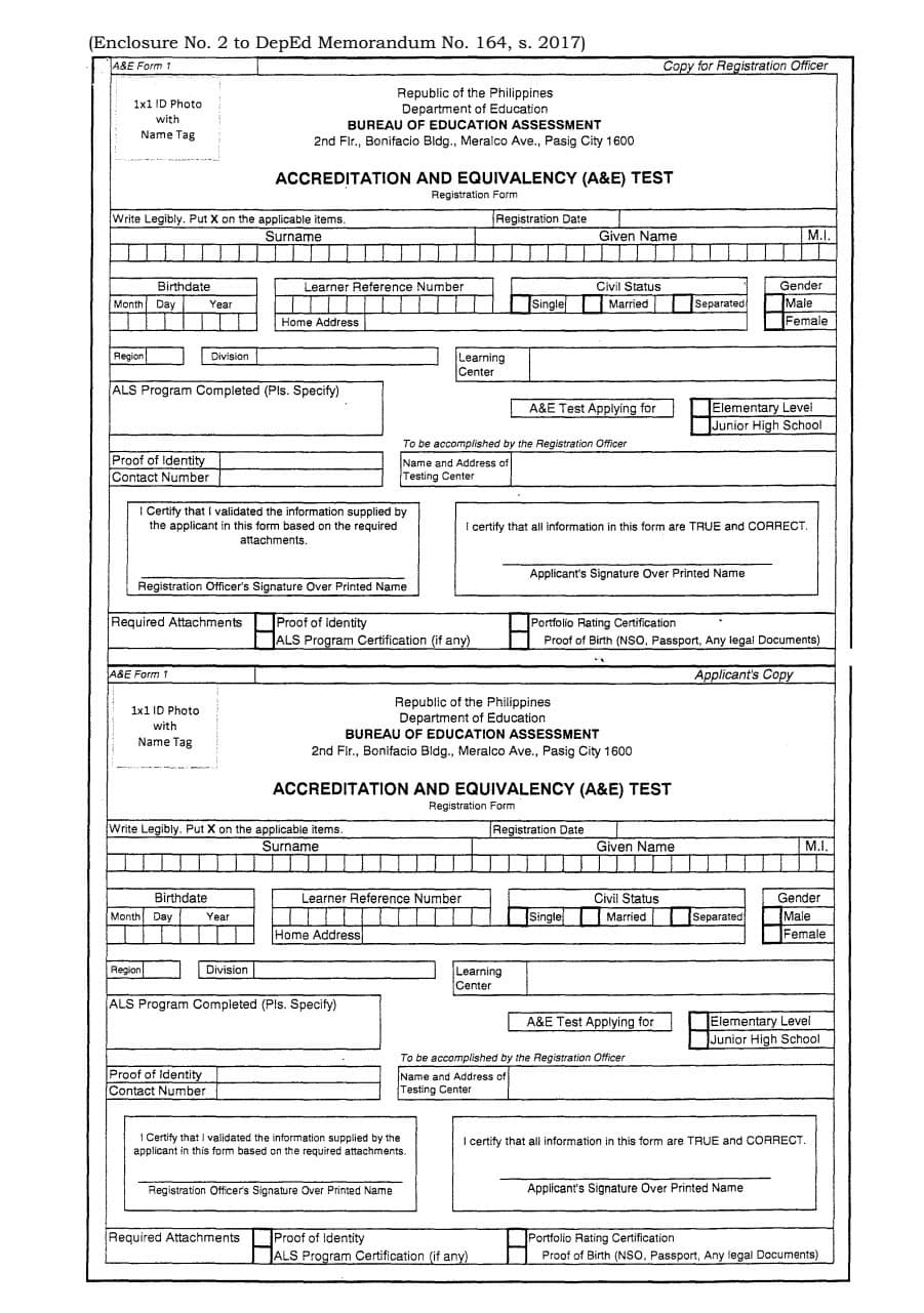 A&E Registration Form