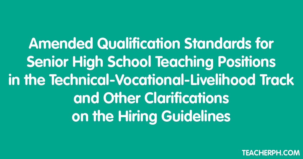 Qualification Standards for Senior High School Teaching Positions