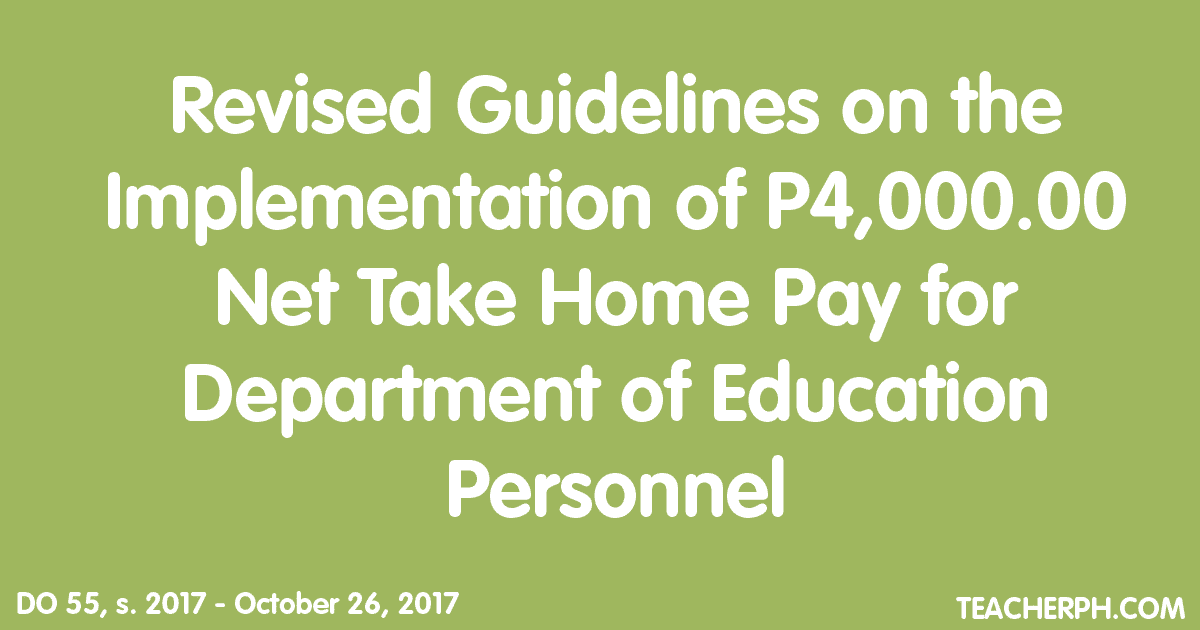 Revised guidelines on the implementation of p4 000 00 net take home pay