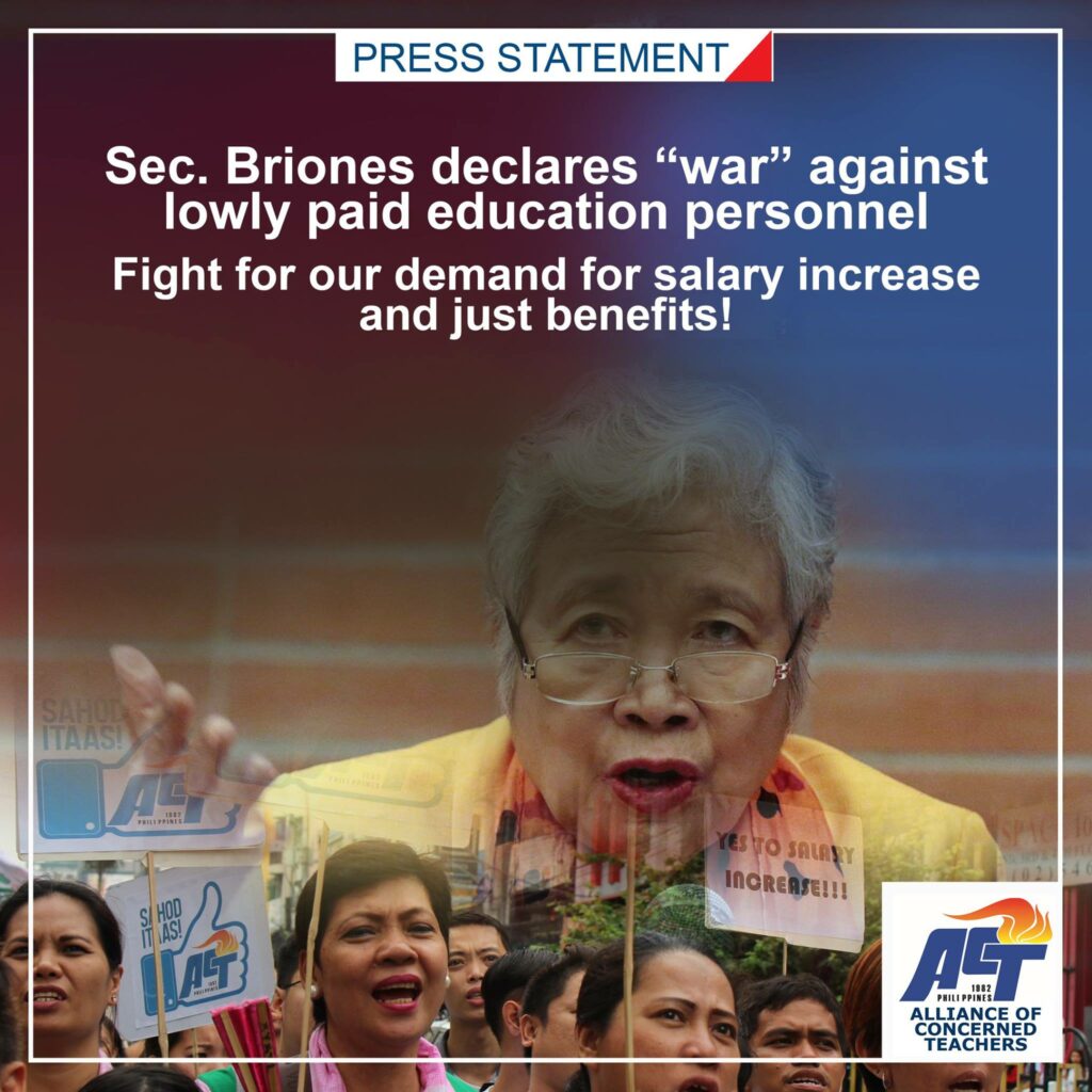 Sec. Briones declares “war” against lowly paid education personnel