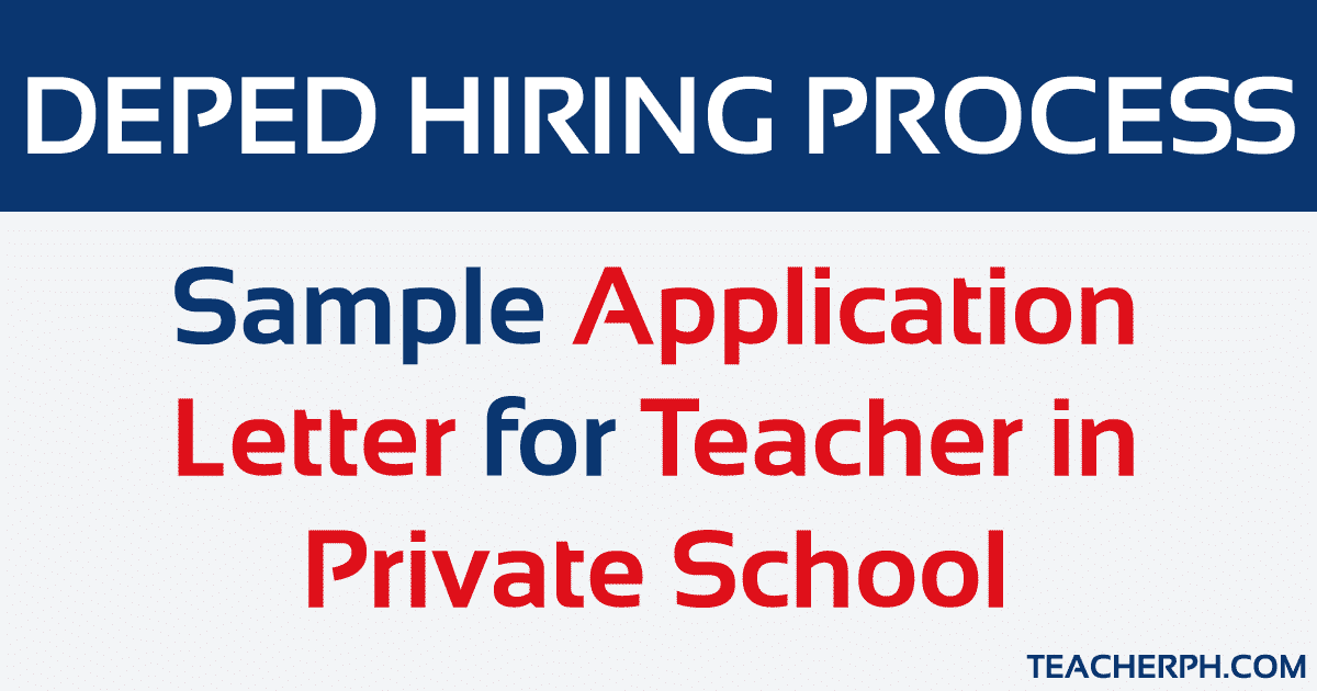 Sample Application Letter for Teacher in Private School