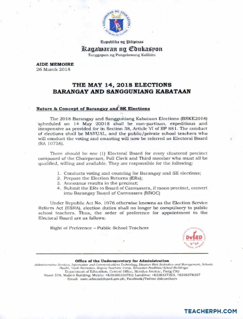 2018 BARANGAY AND SANGGUNIANG KABATAAN ELECTIONS