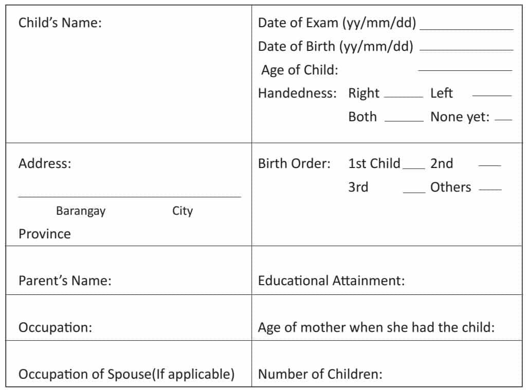 CHILD'S RECORD FORM