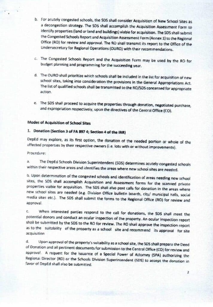 DepEd Guidelines on the Acquisition of New School Sites