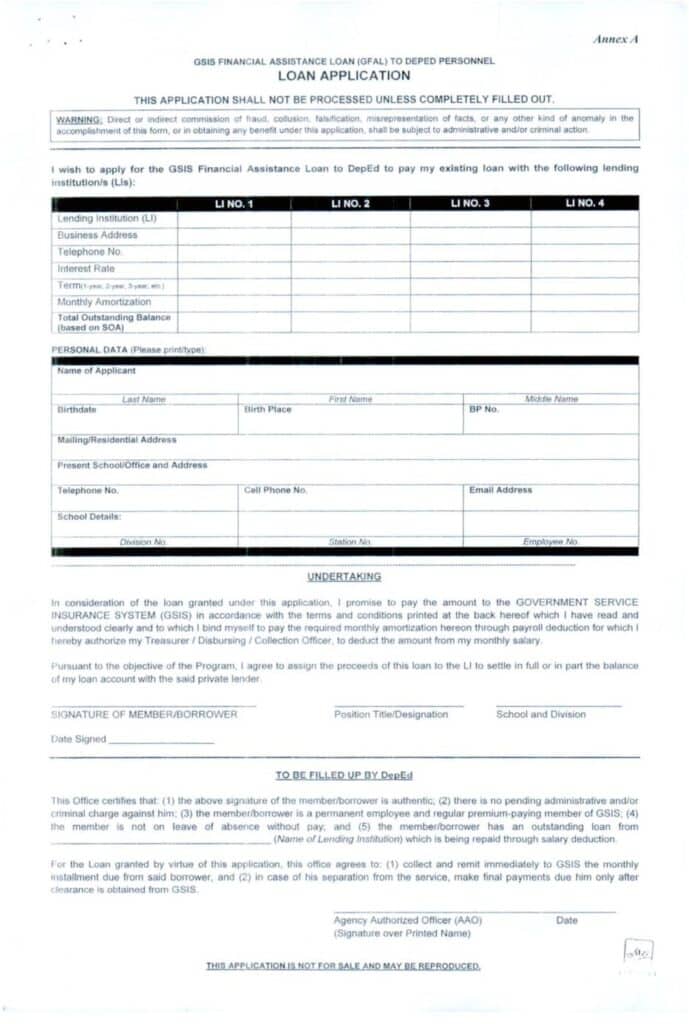 GSIS Loan Application