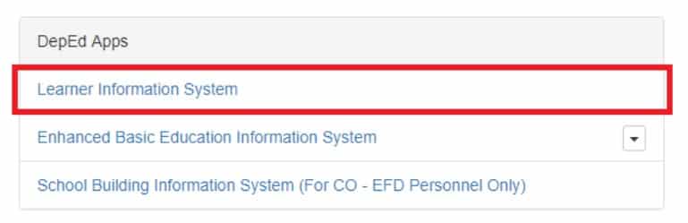 deped learner information system link