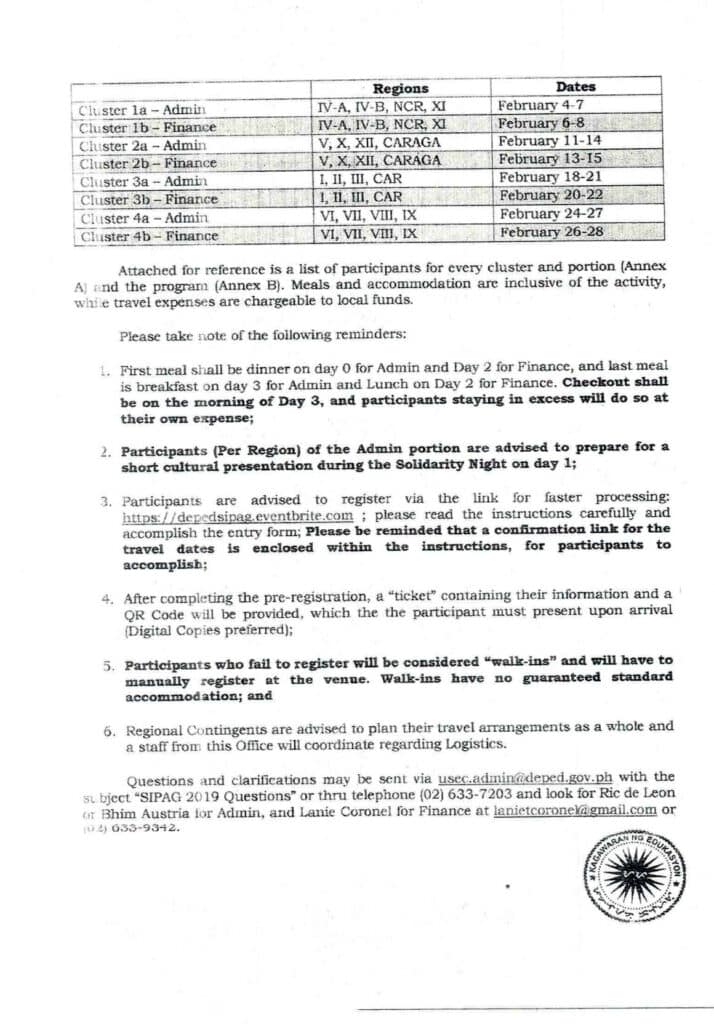 2019 DEPED SIPAG MEMORANDUM